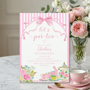 Invitación Rayo Floral Rosa Vamos a Par-tear Cumpleaños