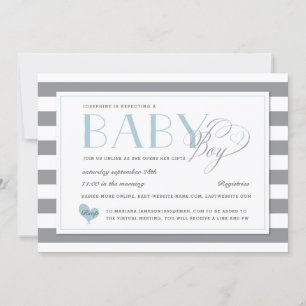 Invitación Rayo gris Light Blue Boy virtual Baby Shower