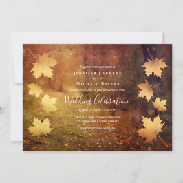 Invitación rayo otoñal caída hojas de arce boda rústico