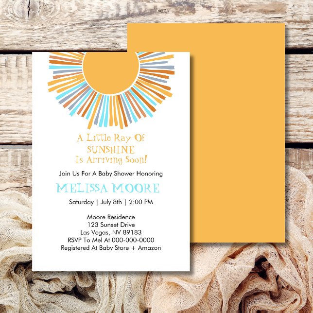 Invitación Rayo Presupuestario Del Retro Sunshine Boho Sunshi (Subido por el creador)
