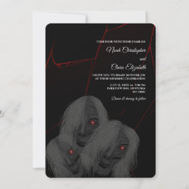 Invitación Rayo Rojo Fantasma Gótico Halloween Negro Oscuro
