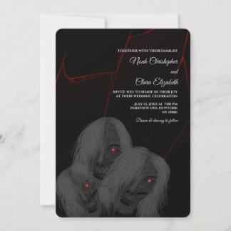Invitación Rayo Rojo Fantasma Gótico Halloween Negro Oscuro
