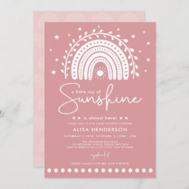 Invitación Rayo rosa apagado del Baby Shower arcoiris suntuos
