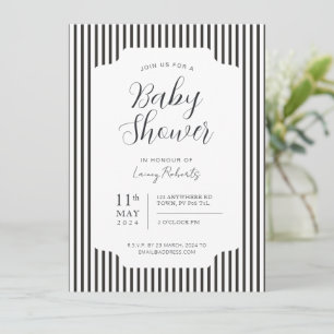 Invitación Rayo vertical delgado blanco y negro vintage