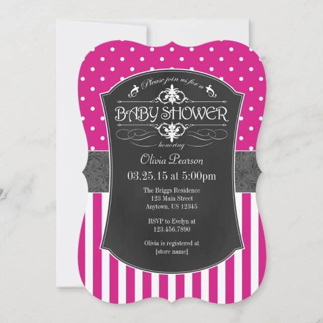 Invitación Rayos de croqueta gris rosado calientes Baby Showe (Anverso)