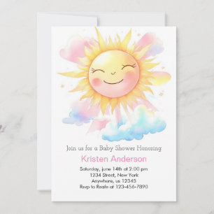Invitación Rays of Joyful Sunshine Chica Baby Shower