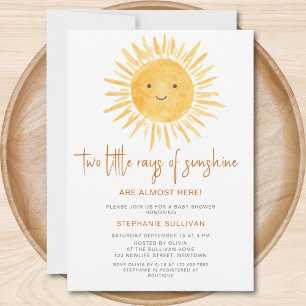 Invitación Rays of Sunshine Twins Baby Shower