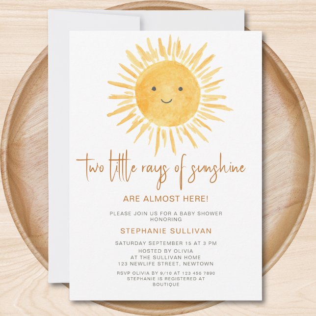 Invitación Rays of Sunshine Twins Baby Shower (Subido por el creador)