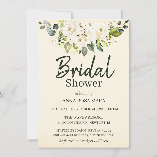 Invitación *~* Raza blanca suave ducha de novia amarilla suav (Anverso)