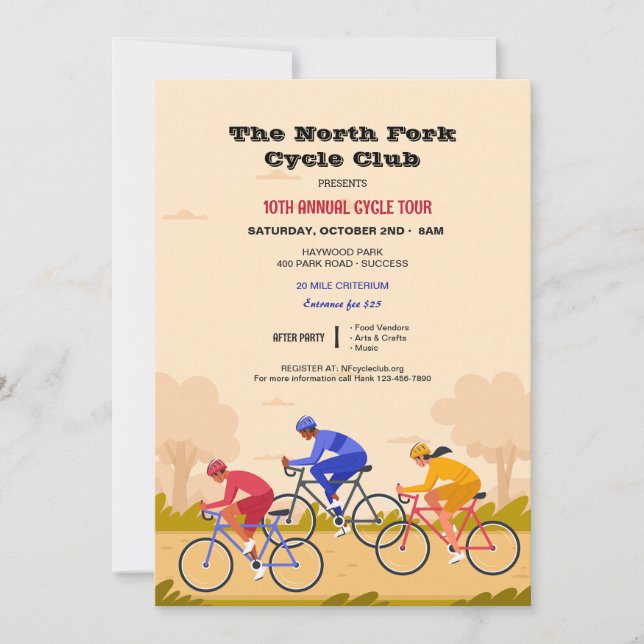 Invitación Raza ciclista (Anverso)