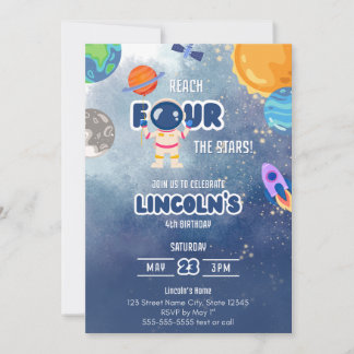 Invitación "Reach Four the Stars” Space Birthday Invitation