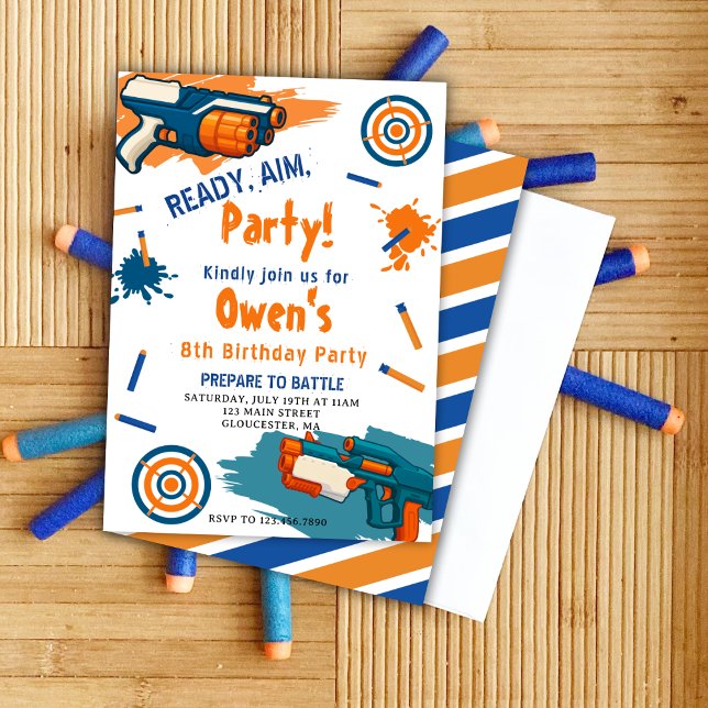 Invitación Ready, Aim, Party! Dart | Nerf Gun Themed Birthday (Subido por el creador)