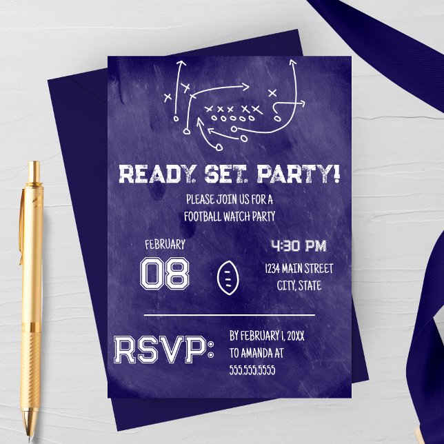 Invitación Ready Set Party Football Watch Party Invitation (Subido por el creador)