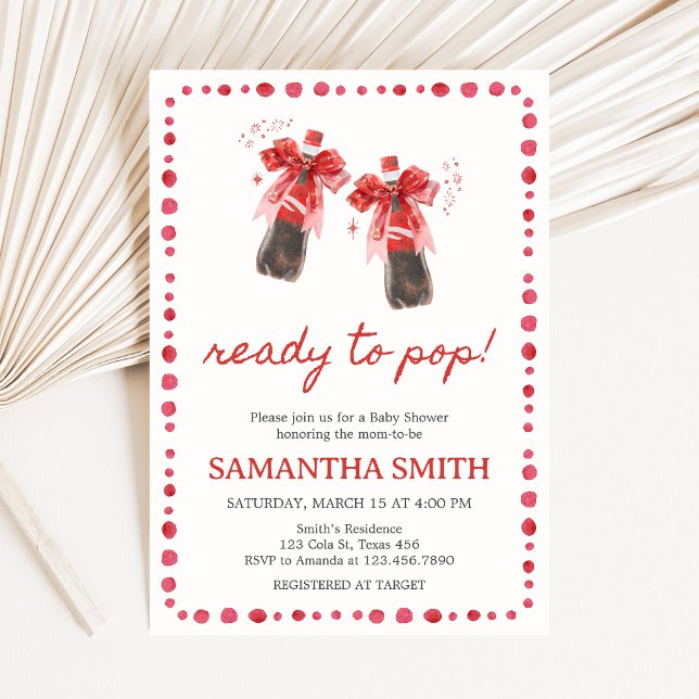Invitación Ready to Pop Baby Shower  (She's Ready to Pop Cola Baby Shower Invitation)