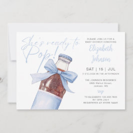 Invitación Ready To Pop Blue Soda Bottle QR Code Baby Shower