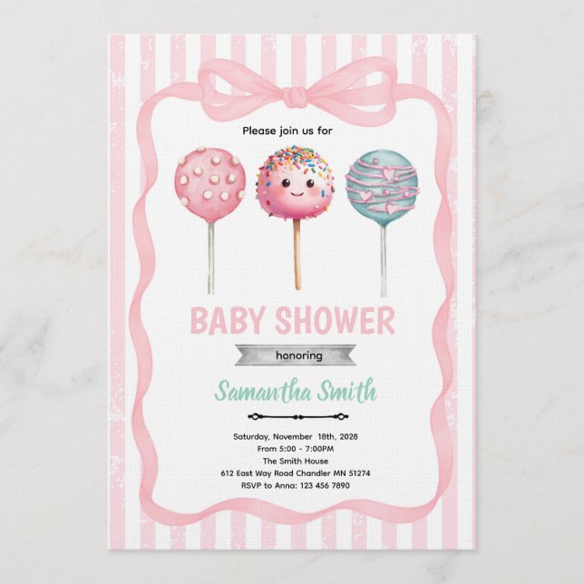Invitación Ready to Pop Cake Pop Shower Invitation (Anverso)