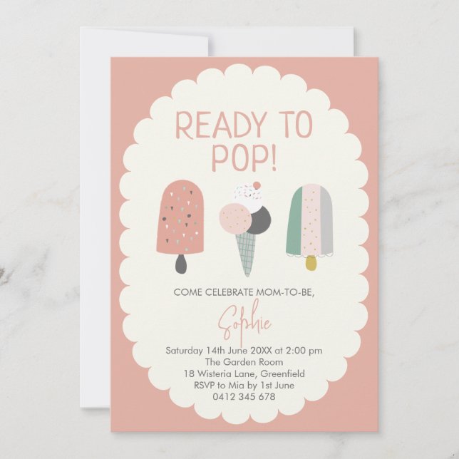 Invitación Ready to Pop Ice Cream Baby Shower Invitation (Anverso)