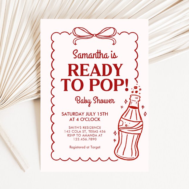 Invitación Ready to Pop Soda Baby Shower (She's Ready to Pop Baby Shower Invitation)