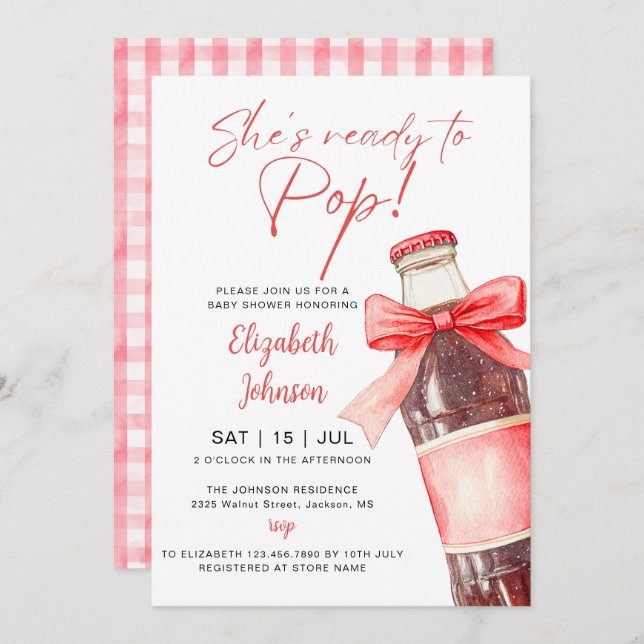 Invitación Ready To Pop Soda Bottle Baby Shower All In One (Anverso / Reverso)