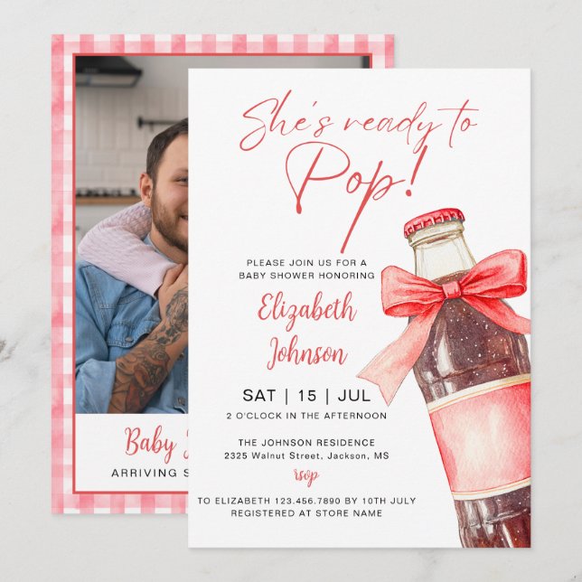 Invitación Ready To Pop Soda Bottle Baby Shower Photo (Anverso / Reverso)