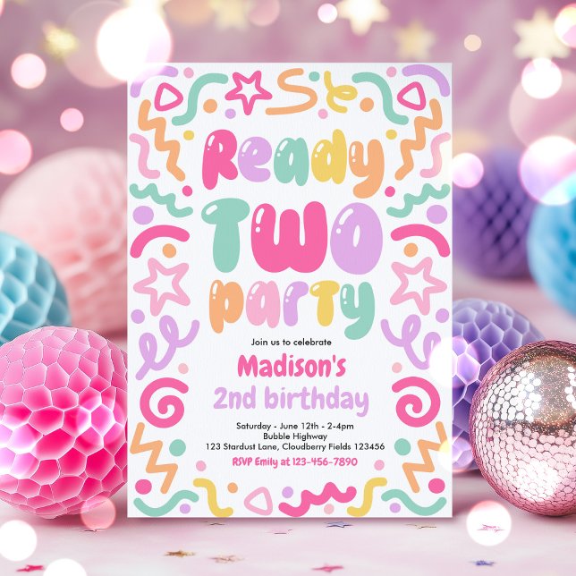 Invitación Ready Two Party Confetti Balloon 2nd Birthday  (Subido por el creador)