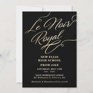 Invitación Real a la Fiesta de Graduación Negra y 