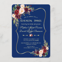 Real Armada Azul Borgoña Ensayo Floral Cena