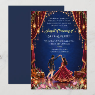 Invitación Real Azul para la Noche de Sangeet de B