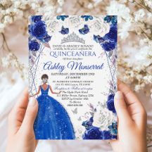 Real Azul Plata Brillo Quinceañera Princesa