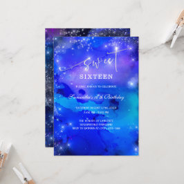 Invitación Real Azul y Plata Cumpleaños 16