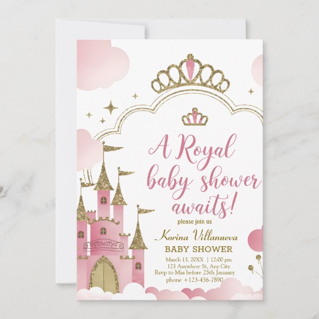 Invitación Real Baby Shower: Magico Castillo de cuento de had (Anverso)