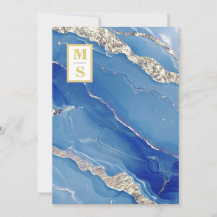 Invitación *~ Real Blue Initials Agate QR AR66 RSVP Boda