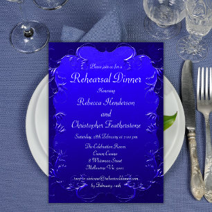 Invitación Real Blue Vintage Elegance Boda Ensayo