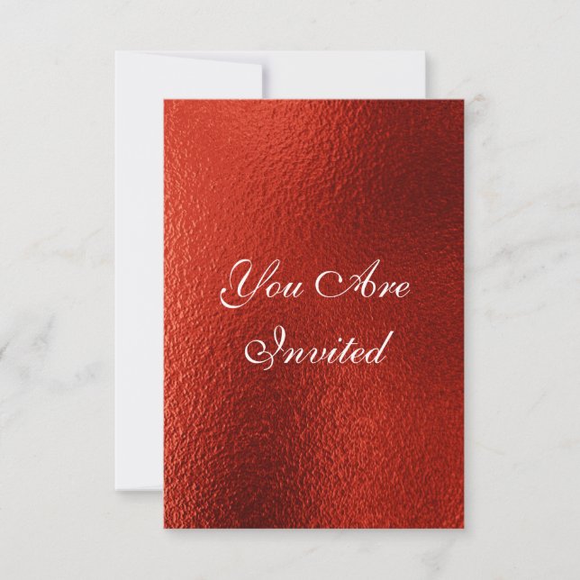 Invitación real boda Metálico Rojo brillante (Anverso)