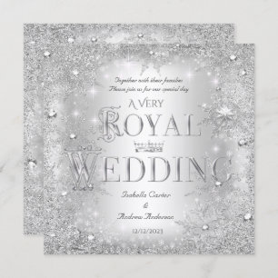 Invitación Real Boda Silver Winter Wonderland Crown