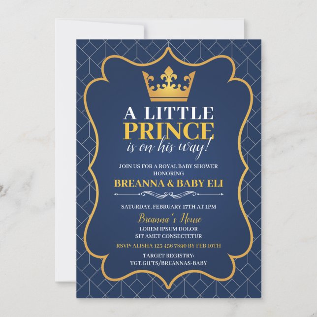 Invitación real de Baby Shower (Anverso)