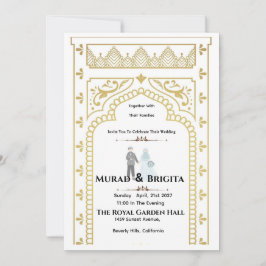 Invitación Real de Boda India – Diseño Dorado