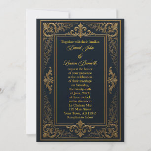 Invitación Real de Hoja Negra y Dorada