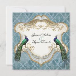 Invitación real de la boda del azul de pavo real