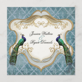 Invitación real de la boda del azul de pavo real