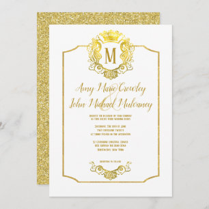 Invitación real de la boda del escudo del oro