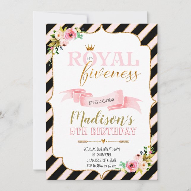 Invitación real de la fiesta de cumpleaños de la (Anverso)