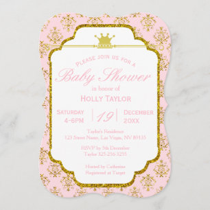 Invitación real de princesa Baby Shower del oro