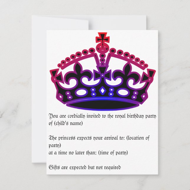 Invitación real del cumpleaños (Anverso)