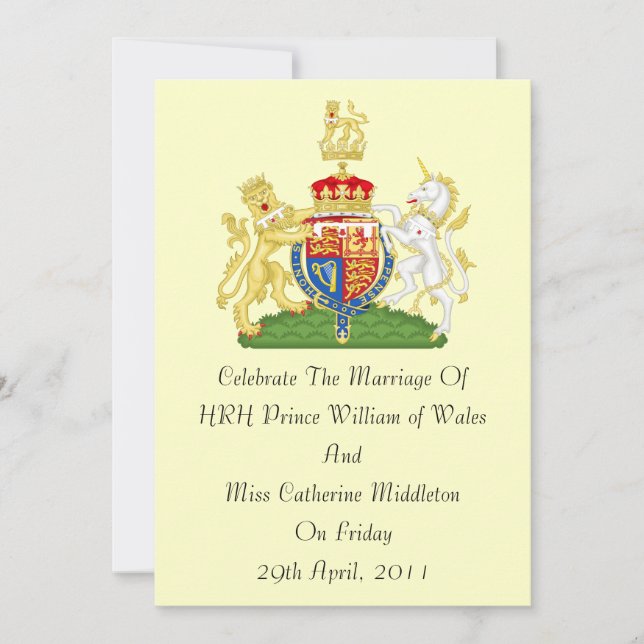 Invitación real del escudo de armas de la boda (Anverso)
