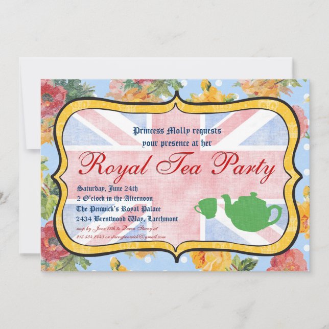Invitación real del fiesta de la fiesta del té (Anverso)