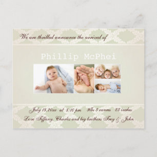 Invitación real del nacimiento de la foto