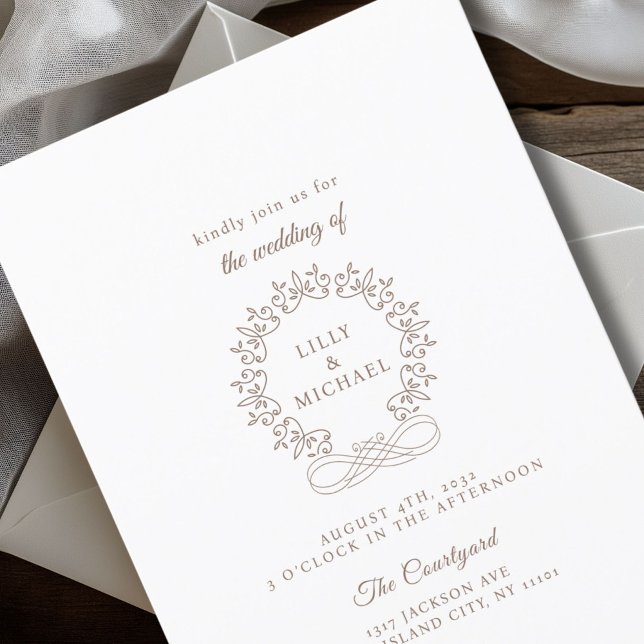 Invitación Real, Elegante, Boda (Royal, Elegant, Wedding Invitation, white. Handwriting font.)