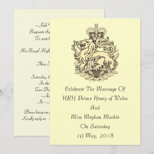 Invitación real elegante de Harry y de la boda de