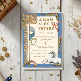 Invitación Real Medieval Vintage para el 1er Cumpl